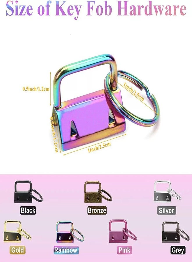 Fving Key Fob Hardware Set, 42 PCS 1 Inch Keychain Hardware in 7 Colors with Running Pliers DIY Tool for Lanyard Wristlet Key Chain Making Kit Supplies - Image 2